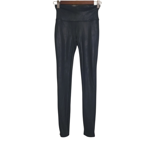 Spanx | Women's Navy Blue Faux Leather High-Waisted Leggings (Size Small) - Picture 1 of 10